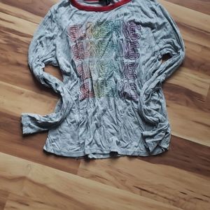 Living Doll gray SUNSHINE logo rainbow long sleeve tshirt top Size Large